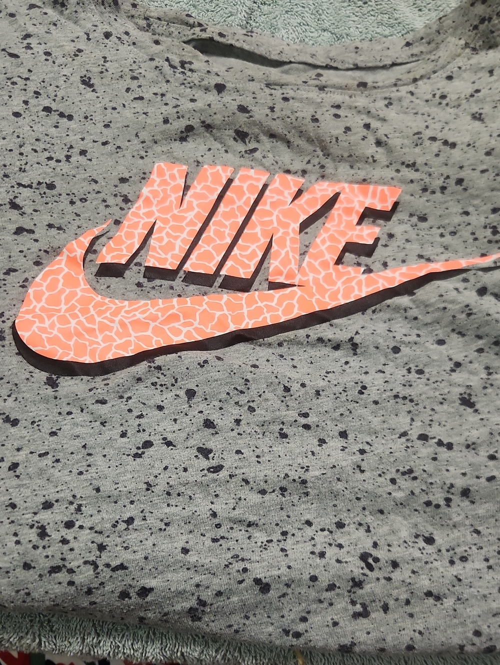 Nike Short Sleeve Tee Gray with Coral Logo